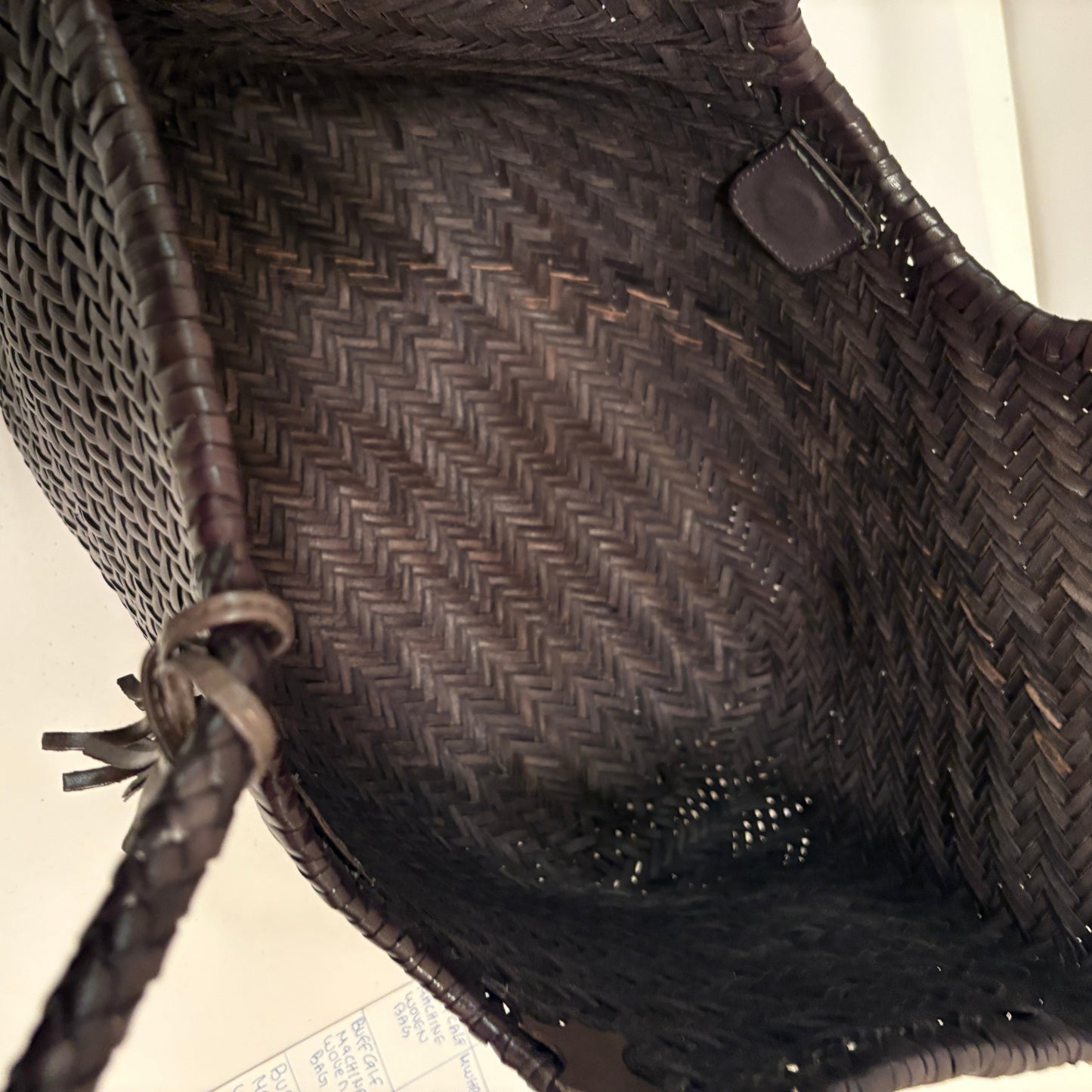 Genuine Leather Handmade Woven Tote / Hobo Bag - Dark Brown (WHB006)