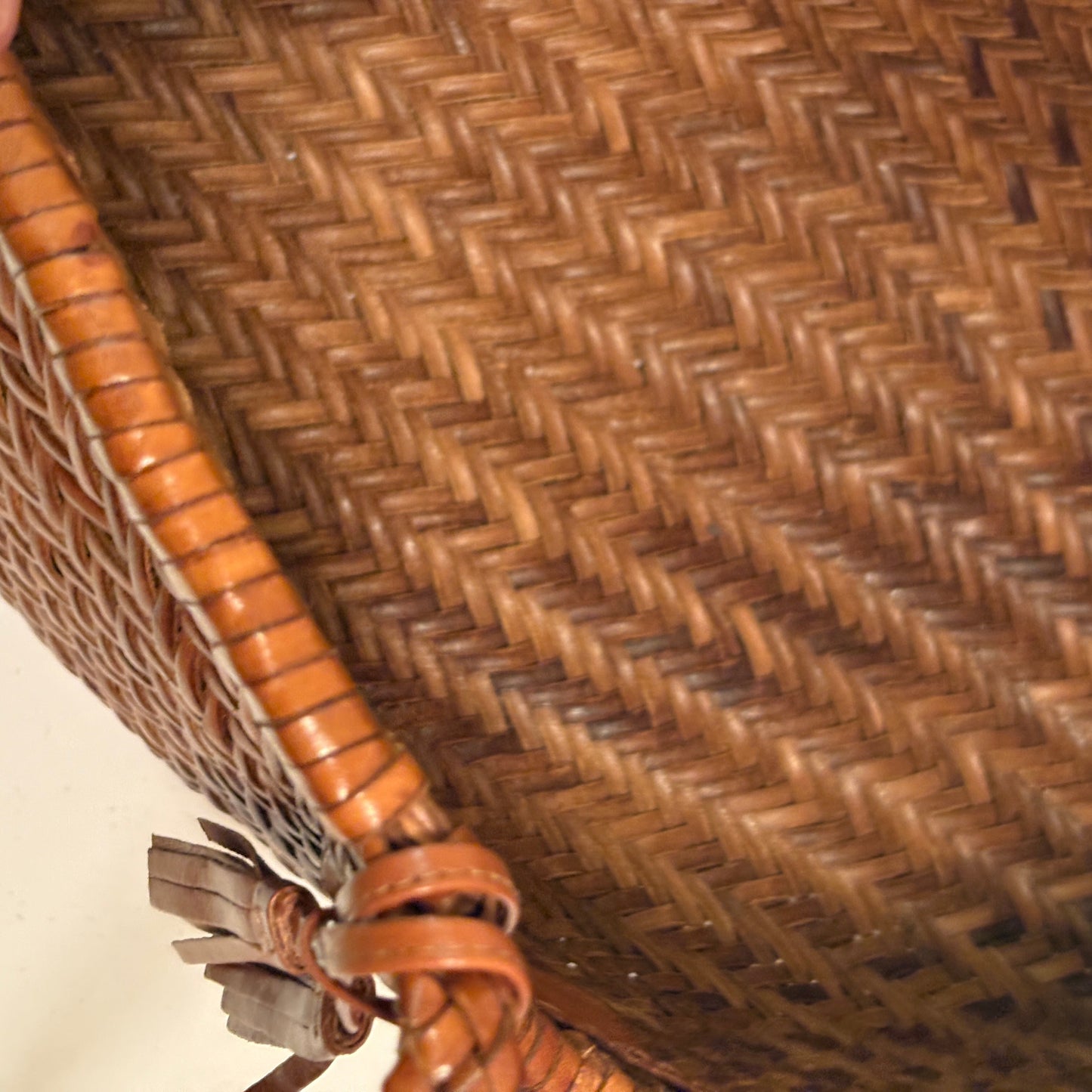 Genuine Leather Handmade Woven Tote / Hobo Bag - Dark Wood (WHB011)