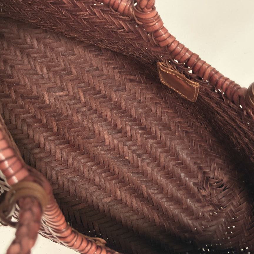 Genuine Leather Handmade Woven Tote / Hobo Bag - Brown (WHB012)