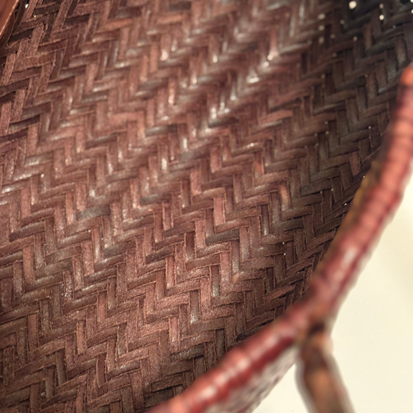 Genuine Leather Handmade Woven Tote / Hobo Bag - Dark Brown (WHB002)