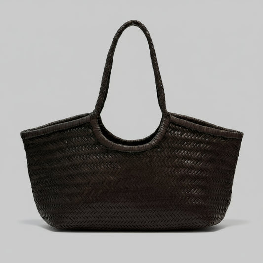 Brown woven handbag