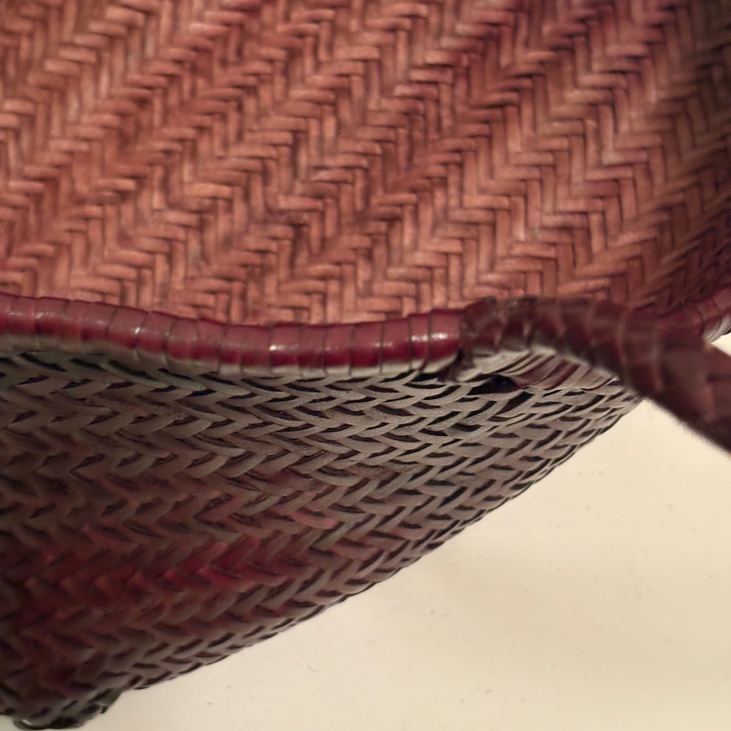 Genuine Leather Handmade Woven Tote / Hobo Bag - Dark Cherry (WHB009)