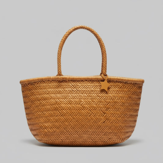 Genuine Leather Handmade Woven Tote / Hobo Bag -Yellow (WHB013)
