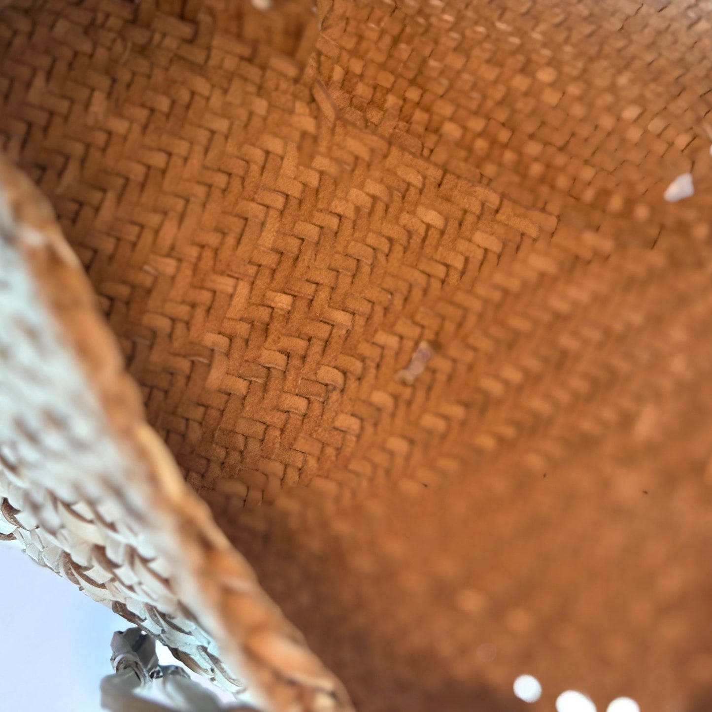 Genuine Leather Handmade Woven Tote / Hobo Bag - Beige  (WHB019)