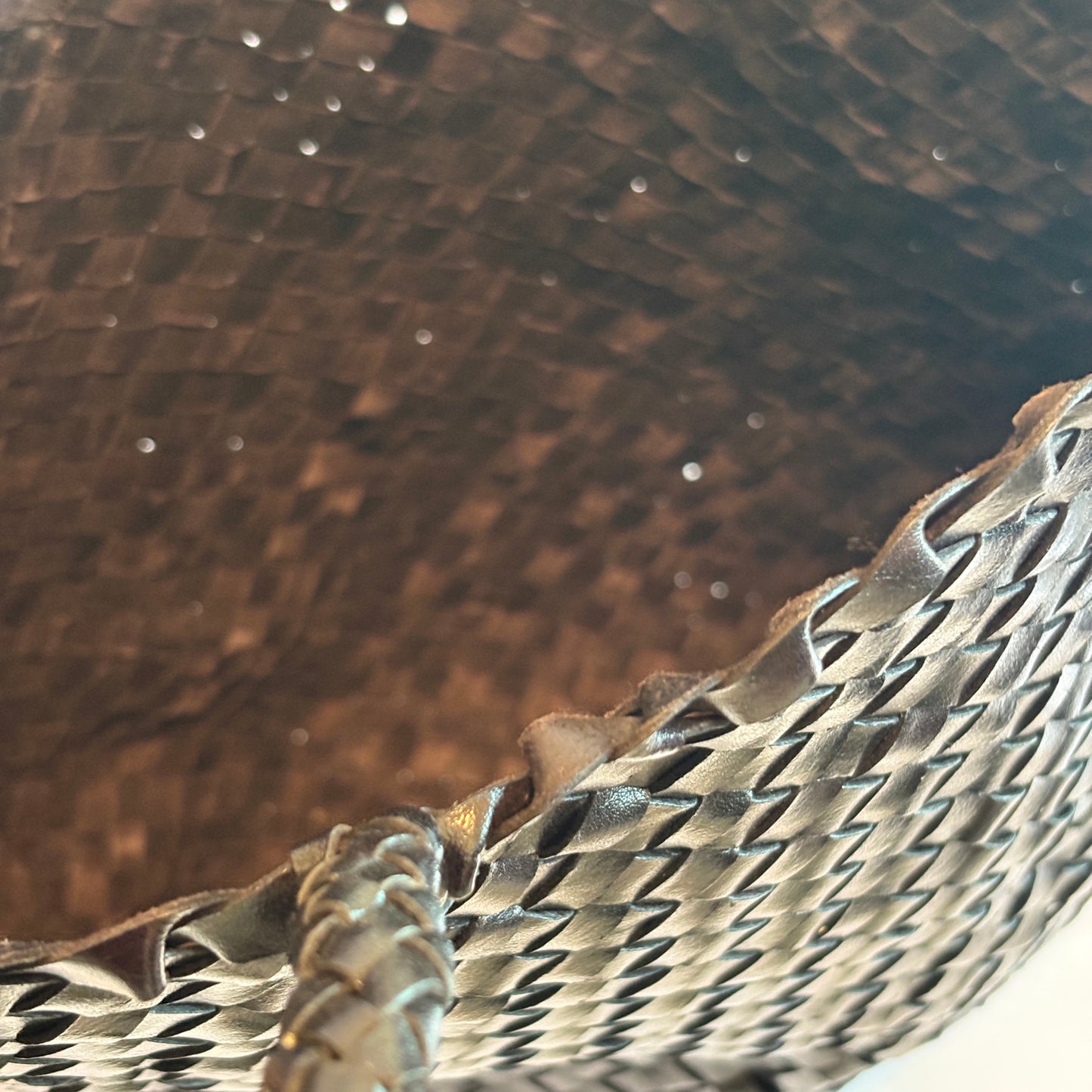 Genuine Leather Handmade Woven Tote / Hobo Bag - Black (WHB020)