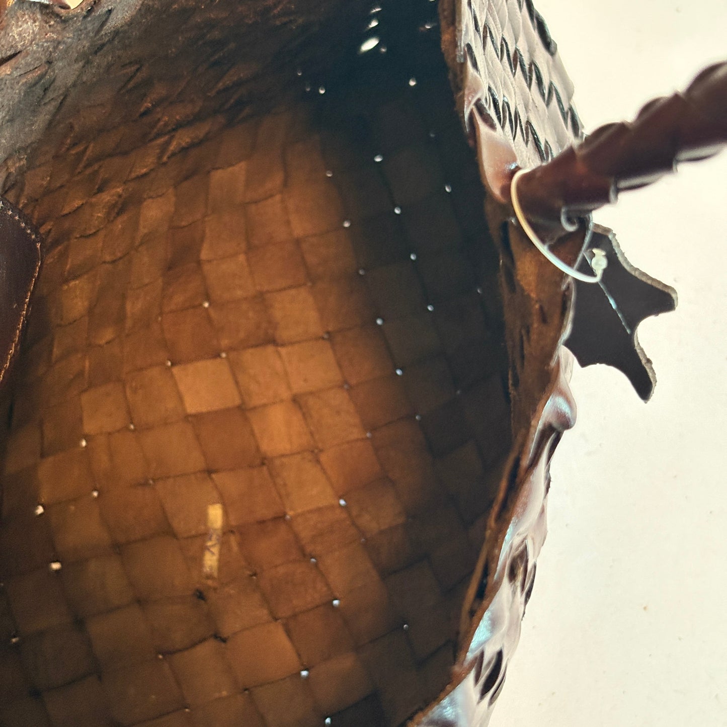 Genuine Leather Handmade Woven Tote / Hobo Bag - Tan (WHB022)