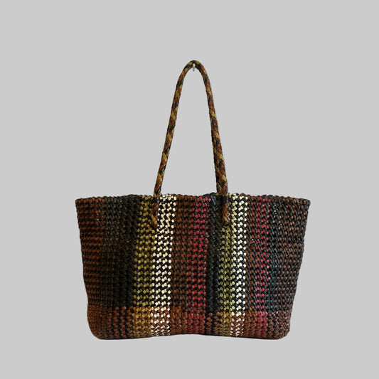 Genuine Leather Handmade Woven Tote / Hobo Bag - Multi Colour (WHB025)