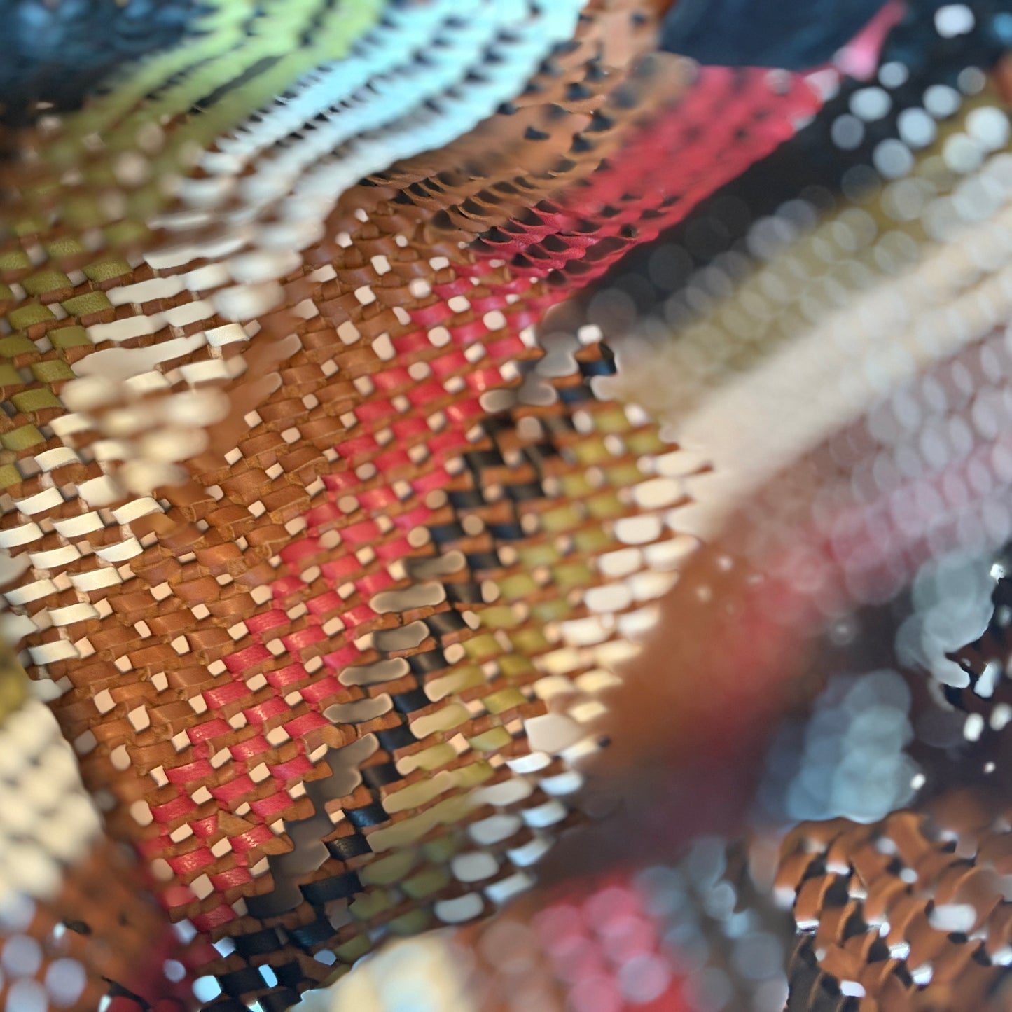 Genuine Leather Handmade Woven Tote / Hobo Bag - Multi Colour (WHB025)