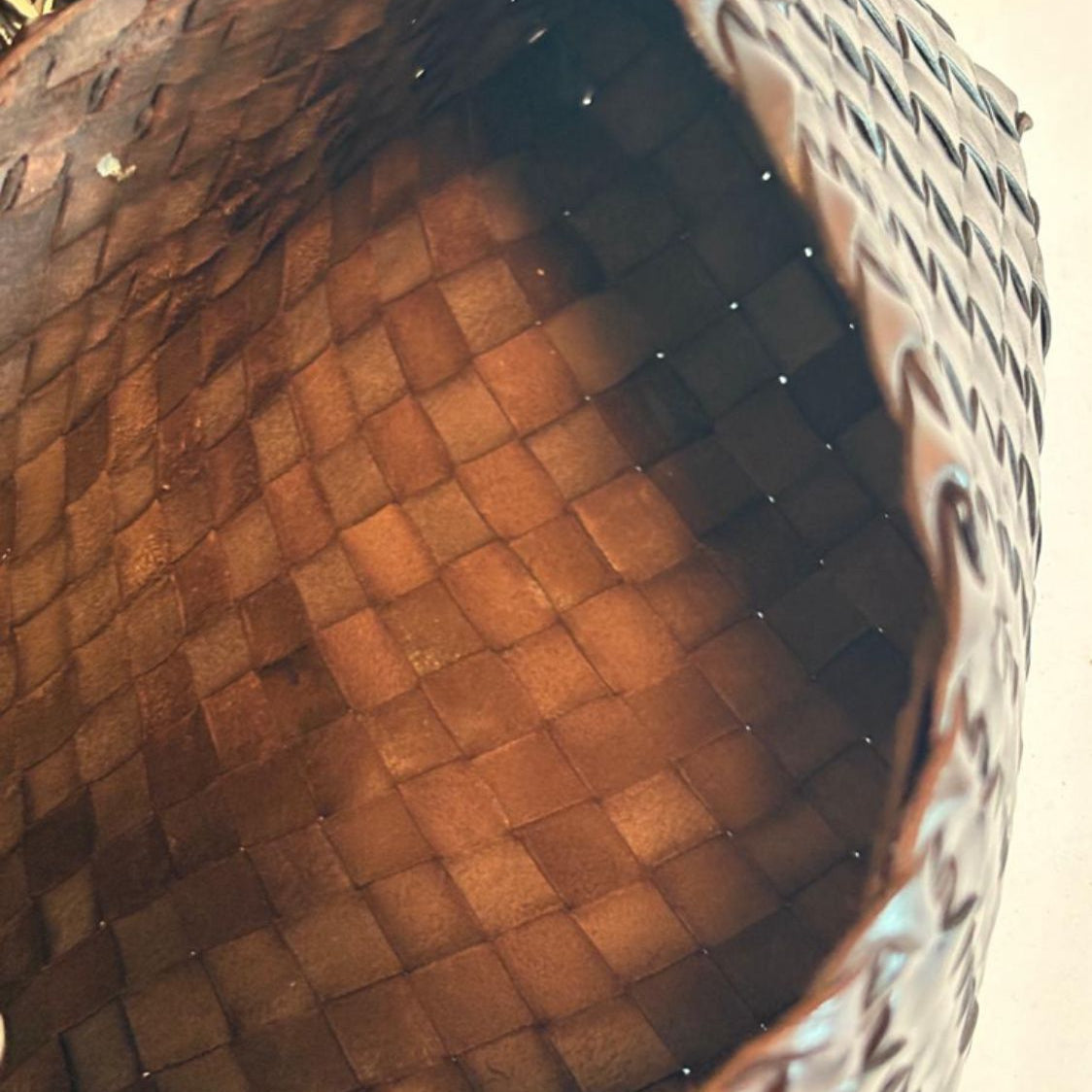 Genuine Leather Handmade Woven Tote / Hobo Bag - Dark Brown (WHB028)