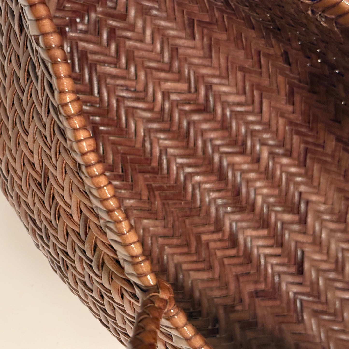 Genuine Leather Handmade Woven Tote / Hobo Bag - Light Brown (WHB001)